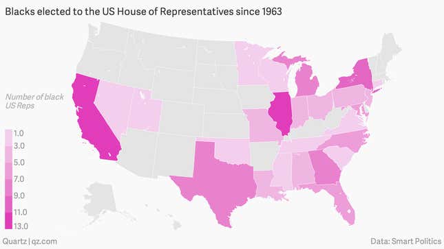 Image for article titled Nearly half of US states have never elected a black person to Congress