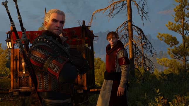 Geralt has a chat with a priest.