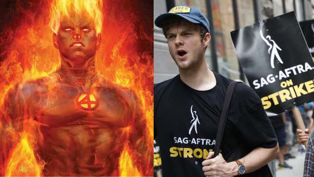 Johnny Storm Fantastic 4 and Jack Quaid on the SAG-AFTRA WGA strike pickett