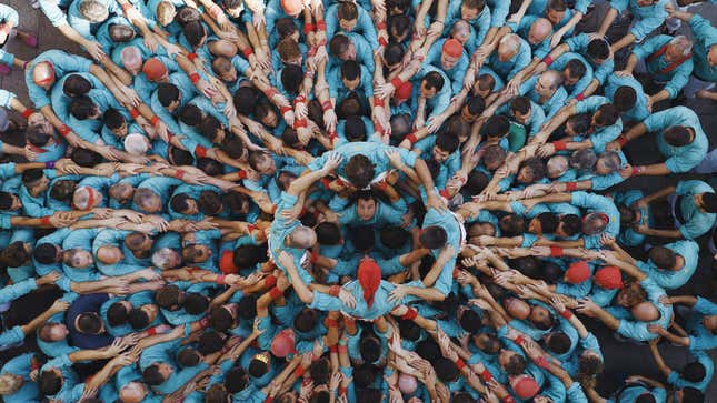 Castellers in Vilafranca del Penedès, Catalonia, Spain.