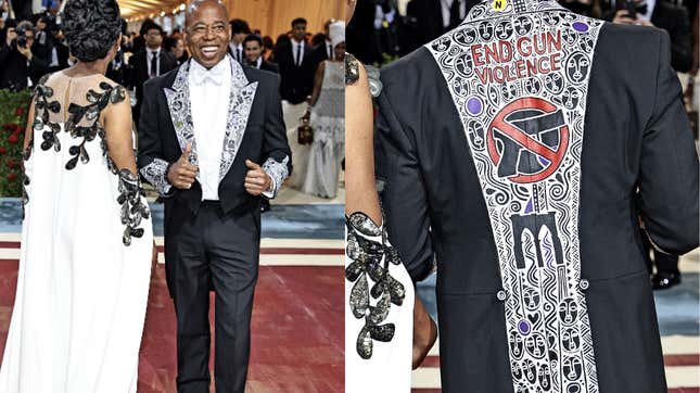 Image for article titled Eric Adams Really Showed Up at the Met Gala in an &#39;End Gun Violence&#39; Tux