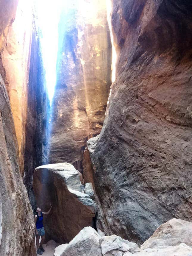 The author hiking in Canyonlands National Park in Utah.