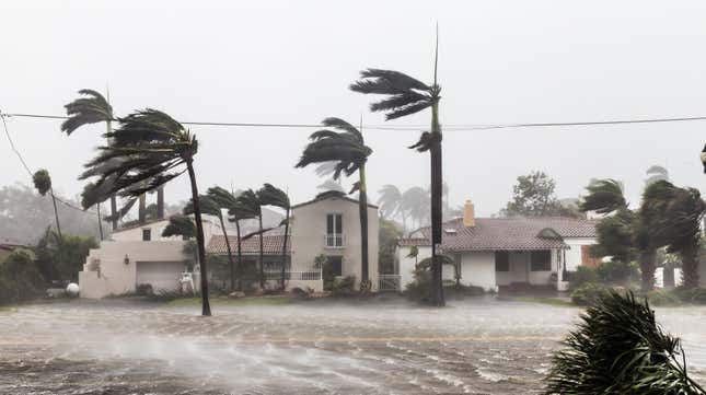 A flooded street after catastrophic Hurricane Irma hit Fort Lauderdale, FL.