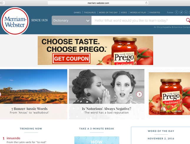 Image for article titled Heroic Prego Advertisement Replaces Refreshed Webpage’s Presidential Campaign Banner