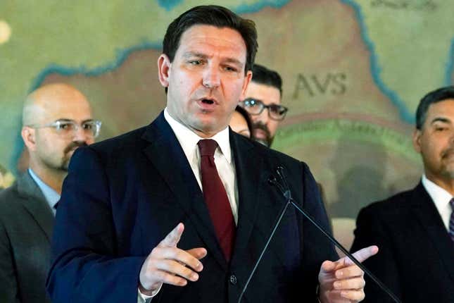 Florida Gov. Ron DeSantis speaks at Miami’s Freedom Tower, May 9, 2022.