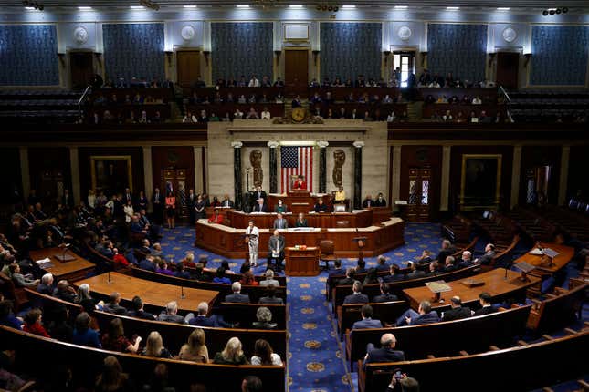 WASHINGTON, DC - NOVEMBER 17: U.S. Speaker of the House Nancy Pelosi (D-CA) delivers remarks from the House Chambers of the U.S. Capitol Building on November 17, 2022, in Washington, DC. Pelosi spoke on the future of her leadership plans in the House of Representatives and said she will not seek a leadership role in the upcoming Congress