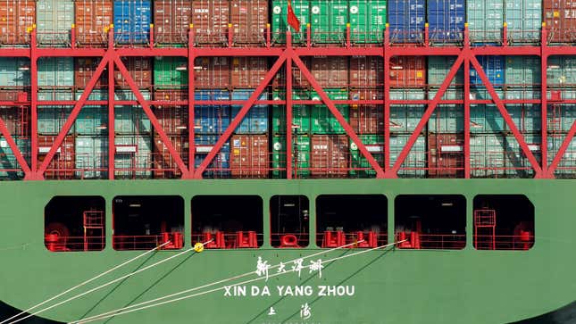 China Shipping containers in the Port of Los Angeles