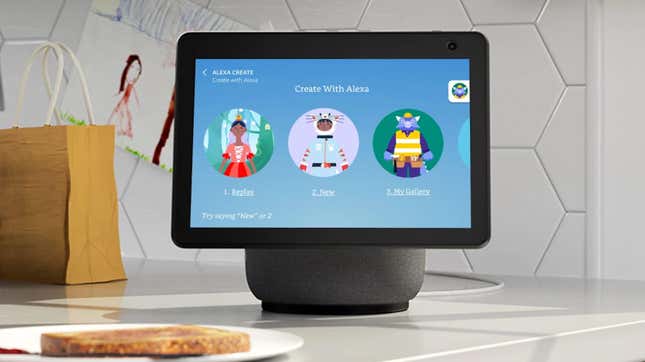The start screen of Amazon’s Create with Alexa software feature on the Echo Show.