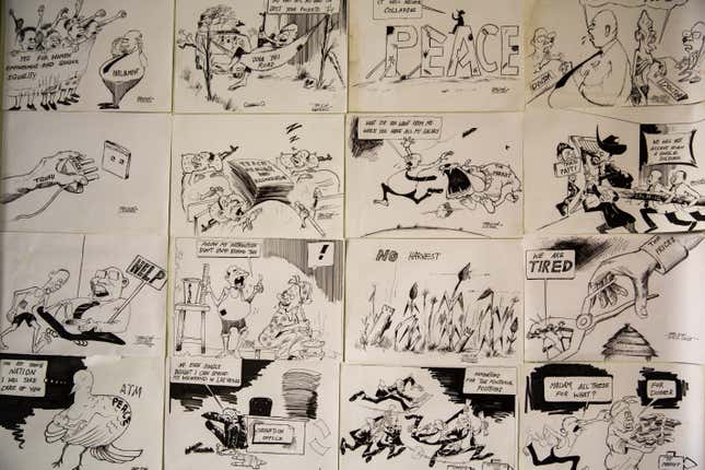 An assortment of Thomas Dai cartoons