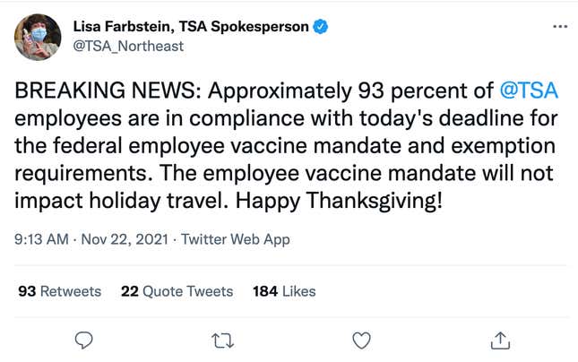 tsa travel vaccine mandate