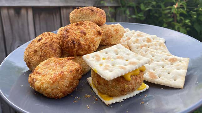 Baltimore Coddies, served up with Saltine Crackers on gray plate