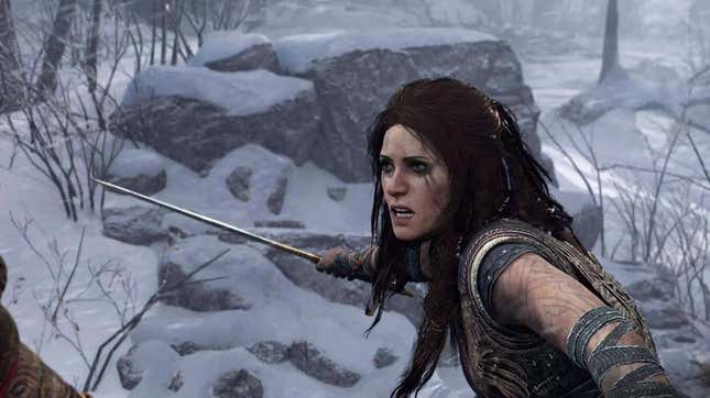 Freya holds a knife in God of War Ragnarok.
