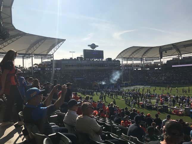 The Chargers take the field.