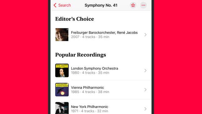 Apple Music Classical Editor's Choice screenshot