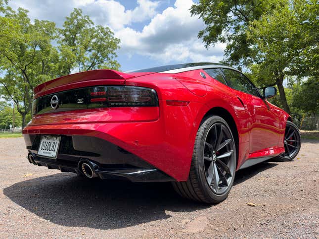 Rear 3/4 image of red 2023 Nissan Z