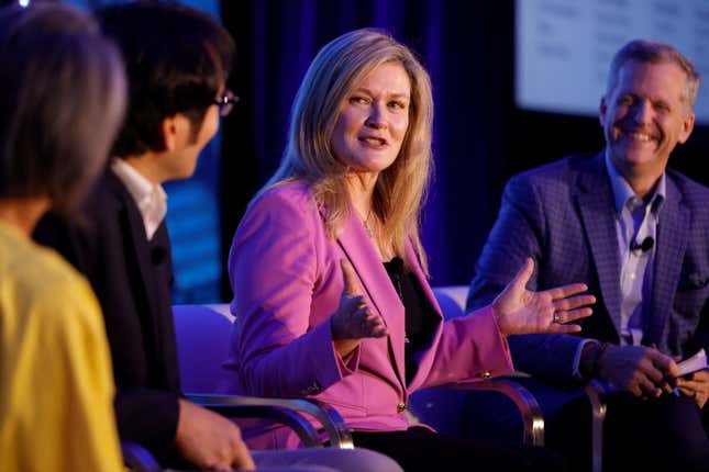 Delta Air Lines Chief Sustainability Officer Pamela Fletcher speaks during the Reuters hosted MOMENTUM event in Austin, Texas.
