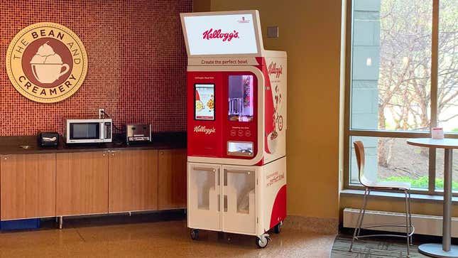 Image for article titled Kellogg&#39;s Introduces Robotic Vending Machines That Mix and Match Cereals to Create the Perfect Breakfast Bowl