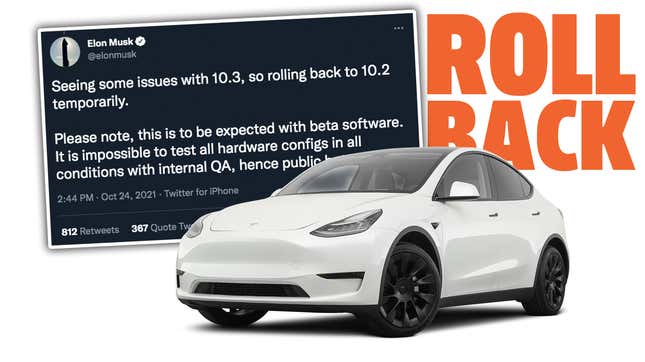Image for article titled Tesla Rolled Back Full Self-Driving Beta Because Of &#39;Some Issues&#39;