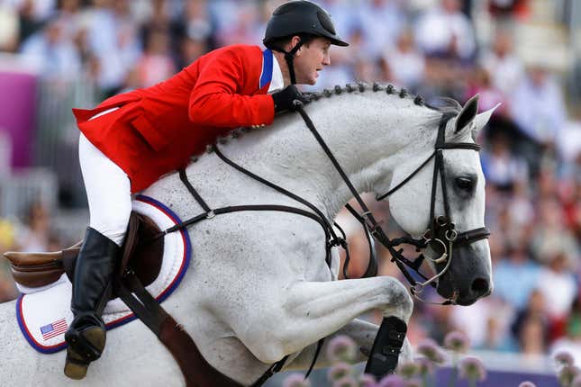 McLain Ward aboard Antares in London. (Photo credit: Markus Schreiber/AP)