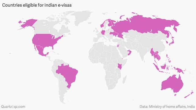 Image for article titled Map: Nearly half the world can now visit India without queuing at an embassy