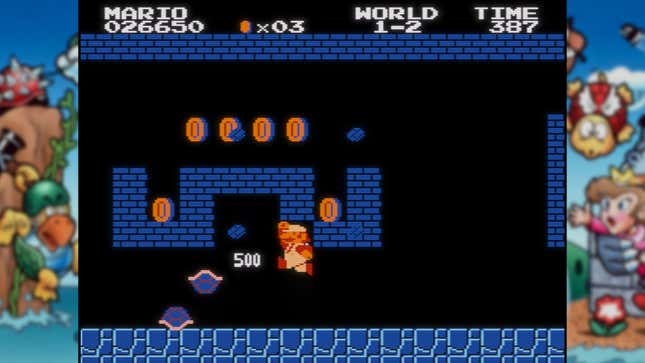 Mario smashes Koopa shells underground. 