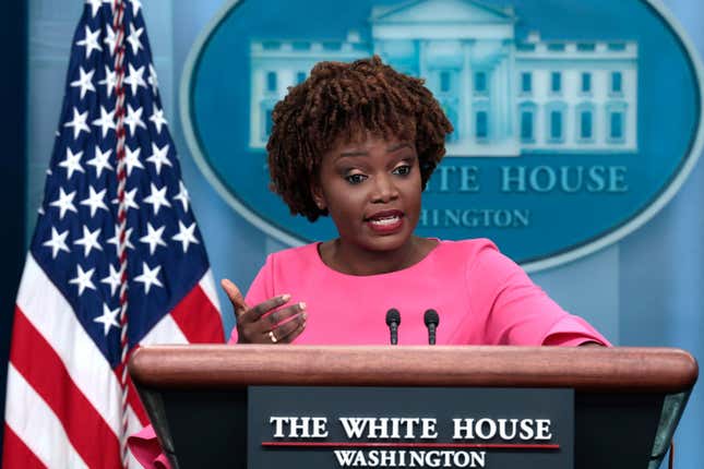  White House Press Secretary Karine Jean-Pierre speaks at a daily press briefing at the White House on May 26, 2022, in Washington, DC.