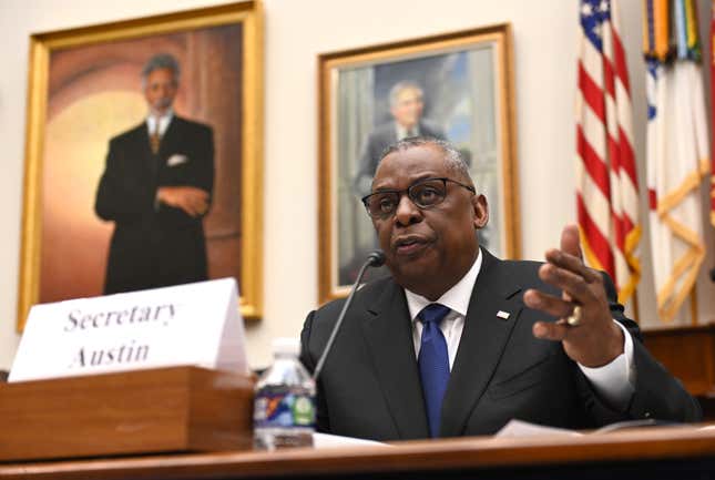U.S. Secretary of Defense Lloyd Austin testifies before the House Armed Services Committee on Capitol Hill on April 5, 2022 in Washington, DC. The Committee held a hearing on the Defense Department’s fiscal year 2023 budget request.