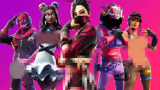 Fortnite characters are pixellated out.