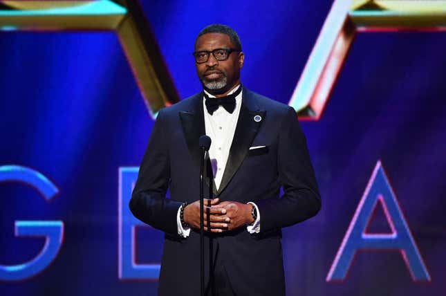 NAACP President and CEO Derrick Johnson speaks onstage during the 51st NAACP Image Awards, Presented by BET, at Pasadena Civic Auditorium on February 22, 2020, in Pasadena, California.