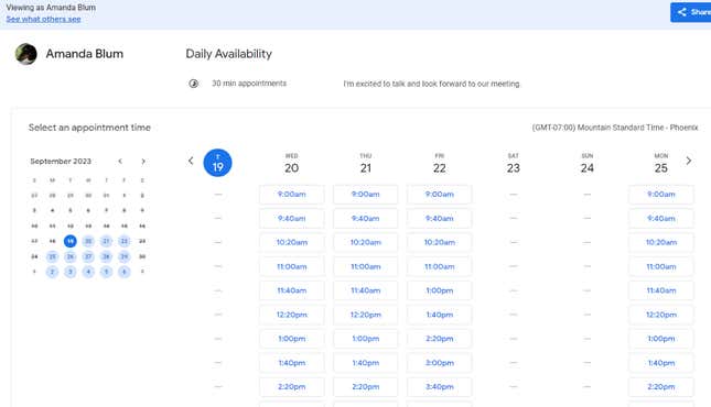 Image for article titled You Can Finally Offer Bookable Appointments on Your Google Calendar