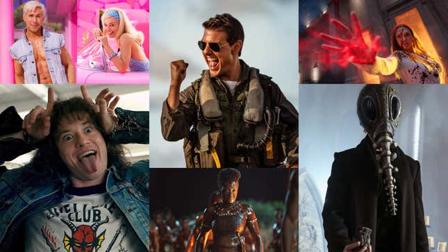 Clockwork from bottom left: Stranger Things 4 (Photo: Netflix); Barbie (Photos: Warner Bros. Pictures); Top Gun: Maverick (Photo: Paramount Pictures); Doctor Strange In The Multiverse Of Madness (Photo: Marvel Studios); The Sandman (Photo: Netflix); The Woman King (Photo: Sony Pictures)