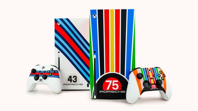 Image of the Moby Dick and 75th Anniversary Porsche Xbox Series X game console.