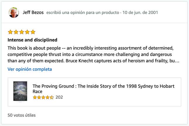 Imagen para el artículo titulado "Me gusta tanto la leche que la bebo desde que nací". Encuentran el perfil de Jeff Bezos en Amazon