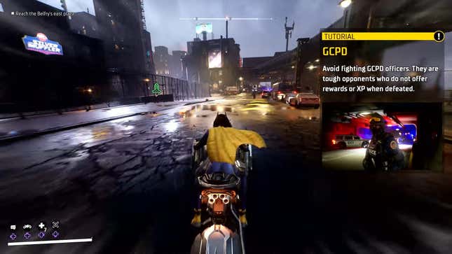 Barbara "Batgirl" Gordon speeds down the streets of Gotham Knights, making her way back to The Belfry.