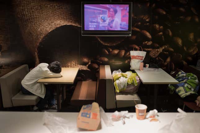 Image for article titled Photos: McDonald’s restaurants transform into shelters for Hong Kong’s homeless