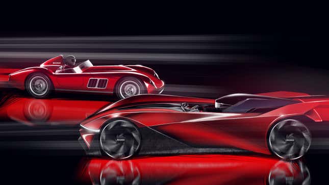 An image showing the Vision GT racer and the original 110 OHC.
