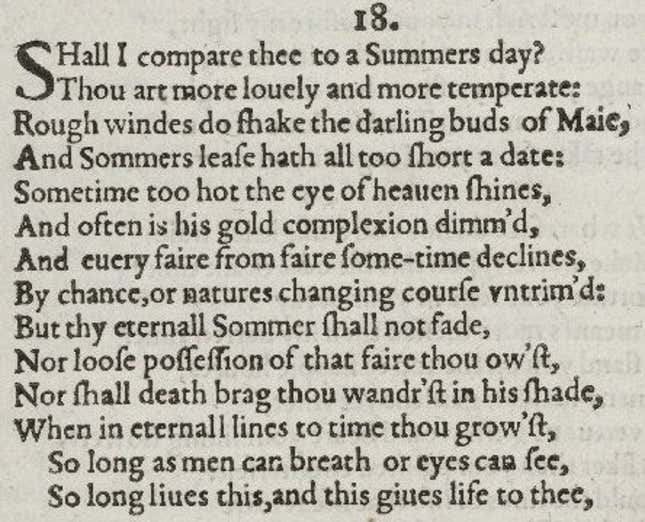 Shakespeare Sonnet 18.