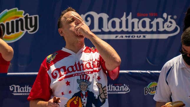 Competitive eating champion Joey "Jaws" Chestnut wins the 2021 Nathan's Famous 4th Of July International Hot Dog Eating Contest