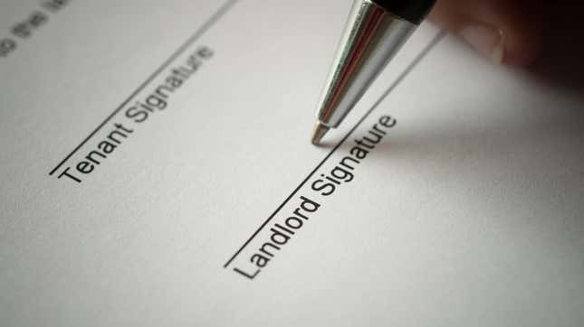 A rental contract with a pen