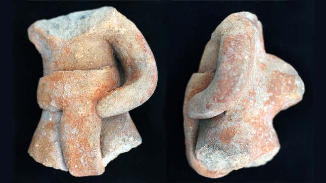 Ceramic ballplayer figures found at the Etlatongo site in Mexico.