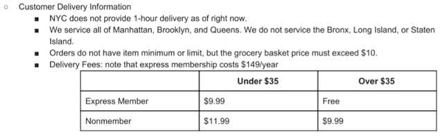 Instacart is no longer providing one-hour delivery in New York City.