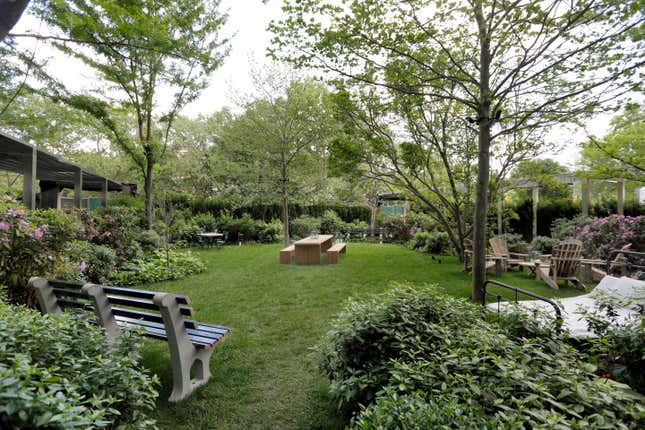Chrystie Park garden at Ian Schrager's newest venture, the PUBLIC hotel.