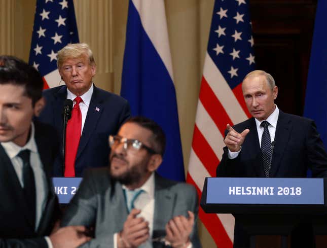Image for article titled Trump, Putin Hold First Joint Press Crackdown