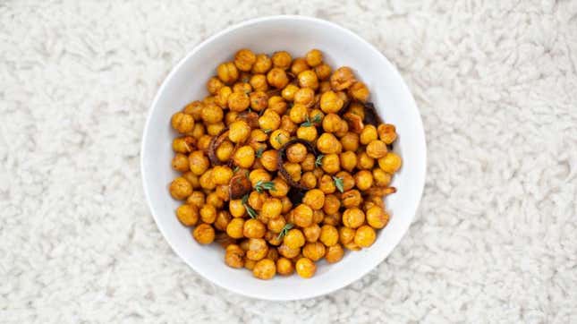 Roasted chickpeas in white bowl