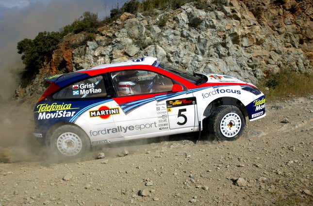 Colin McRae of Great Britain drives his Ford Focus RS WRC 02 during the first day of the 2002 Rally of Cyprus.