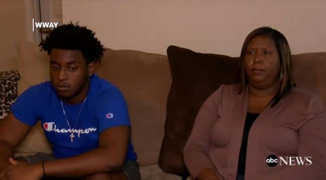 Monica Shepard and her teen son, Dameon, speak to reporters about their May, 3, 2020 experience in Pender County, N.C., with a mob of white men who refused to leave their property.