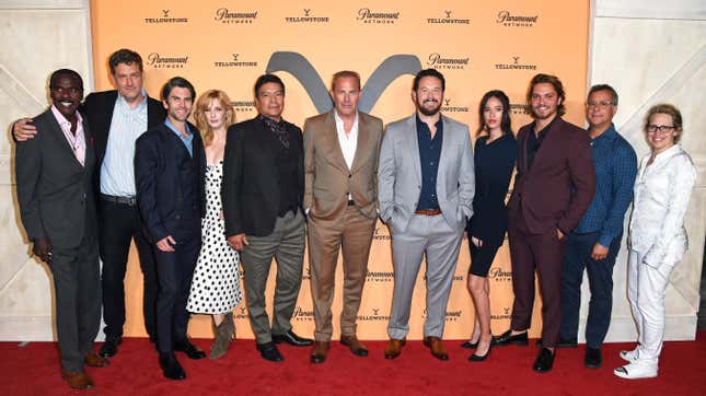 Steven Williams, Keith Cox, Wes Bentley, Kelly Reilly, Gil Birmingham, Kevin Costner, Cole Hauser, Kelsey Chow, Luke Grimes, Kent Alterman, and Sarah Levy 