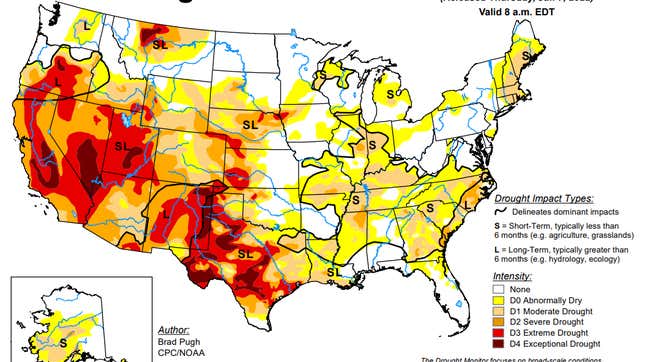 Drought map of U.S. 