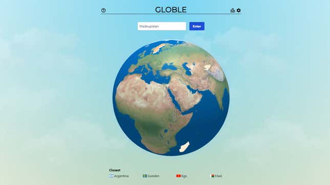 A picture of planet Earth, in a screenshot from daily puzzle game Globle.