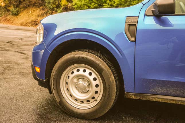 Steel wheels as equipped to a 2023 Ford Maverick XL truck.